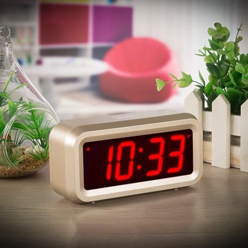 Alarm Clock for Bedrooms, LED Digital Clock Battery Operated Small Wall Clock with 3 Level Brightness Adjustable,Snooze,12/24Hr,1.2" Digital Display for Desk, Bebside,Table, Travel