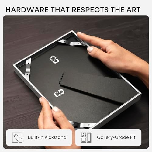 Homeforia 4x6 Silver Picture Frame, High-End Metal, 3x5 Mat, Glass