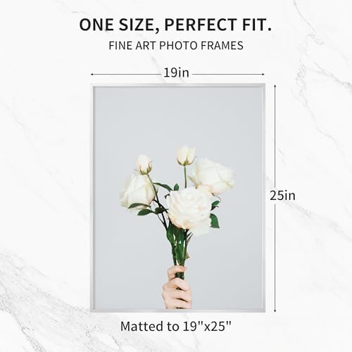 Fun Memories 19x25 Metal Picture Frame - High End Aluminum Frames with Real Glass for Diplomas, Certificates, and Wall Art, Mounts Horizontally or Vertically, Silver, 1 Pack