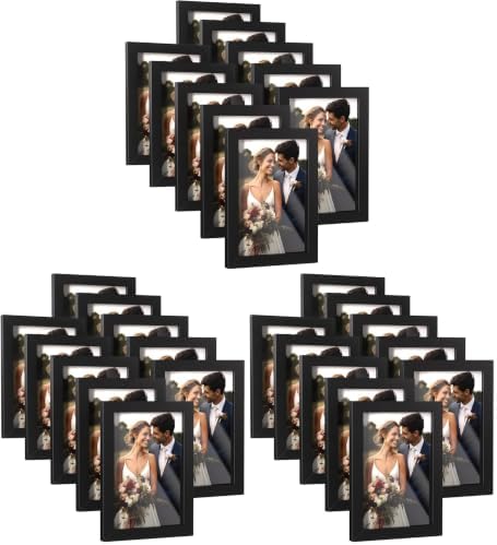 HappyHapi 4x6 Picture Frames Set of 10, Tabletop or Wall Display Pictures 3.5x5 with Mat or 4x6 Without, Multi Photo Frames Collage (Black) (Pack of 3)