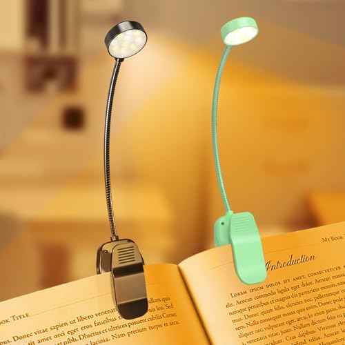 KTEBO 2 Pack Rechargeable Book Light Clip-On Reading Light for Books in Bed