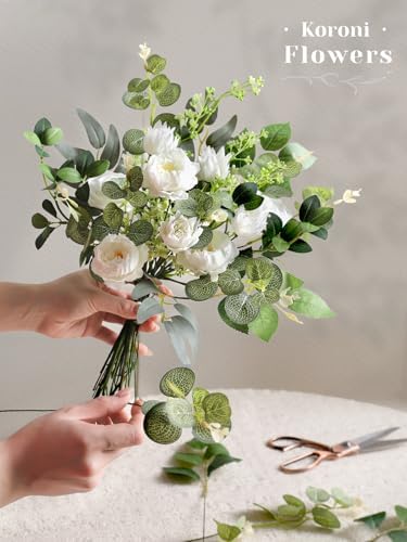 Artificial Wedding Greenery Filler Box Set 50Pcs with 8 Kinds Fake Greenery Stems for Centerpiece and Floral Arrangement Greenery Bouquet Filler(White Green)