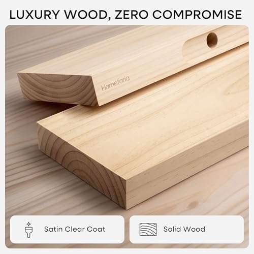 Homeforia 18 Inch Floating Shelves, High-End Solid Pine Wood, Set of 3