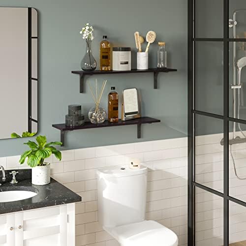 DINZI LVJ Long Wall Shelves, 31.5Inch Wooden Wall Mounted Shelves, Set of 2