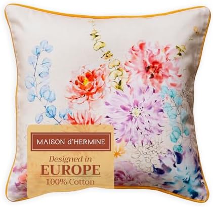 Maison d' Hermine Throw Pillow Covers 100% Cotton (20" x 20" - Pack of 1)
