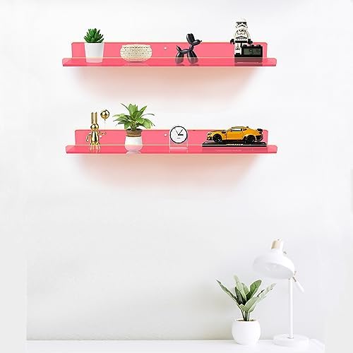 ROYALITA 2-Pack Acrylic Shelves Wall Mounted, 24 Inch Floating Shelves