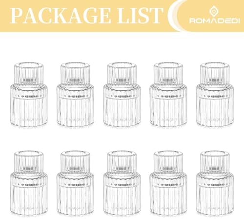 Romadedi Clear Glass Taper Candle Holders, Pack of 10