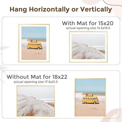Fun Memories 18x22 Picture Frame, Metal Picture Frame Wall Mounting Horizontally or Vertically - Poster Frame Simple and Elegant Decor for Wall - 1 Pack - Gold