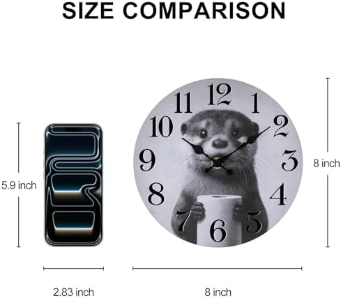 Funny Otter Bathroom Clock Waterproof, 8 Inch Small Wall Clocks Battery Operated, Silent Wall Clock Non Ticking with Glass, Waterproof Wall Clock Decorative for Bathroom Restroom Washroom