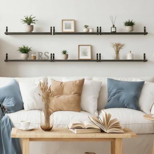 YGEOMER 23.6in Floating Shelves for Wall Home Decor, Black Set of 6