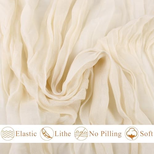 Cream Cheesecloth Table Runner 10FT Rustic Gauze Cheese Cloth Table Decorations 120 Inch Sheer Fabric Table Runners for Bridal Shower Birthday Party Home Decor