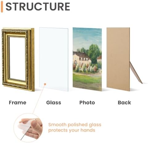 upsimples Vintage 4x6 Picture Frame, Antique Gold Frames, 2 Pack