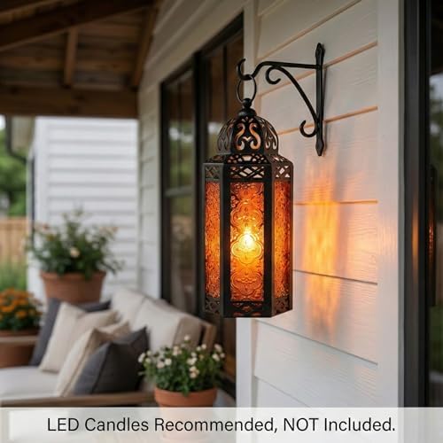 Vela Lanterns Decorative Indoor Moroccan Candle Holder, Amber, M, 12-Pack