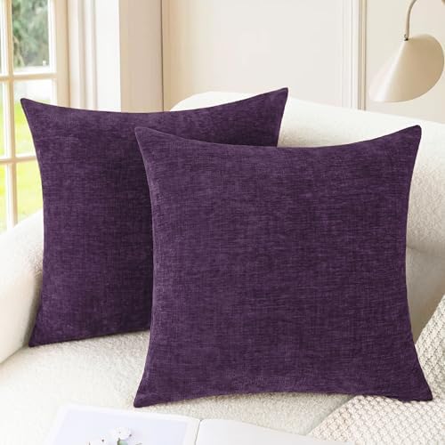 CaliTime Decorative Couch Throw Pillow Covers 18 X 18 Inches Plum Purple