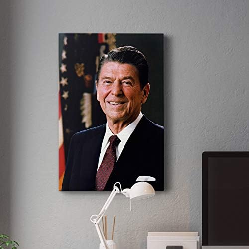 Renditions Gallery Ronald Reagan Presidental Portrait Wall Art, Premium Gallery Wrapped Canvas Decor, Ready to Hang, 27 in H x 16 in W, Made in America Print