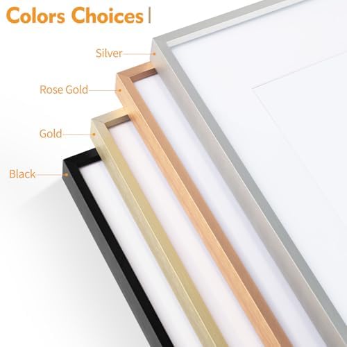 Golden State Art 13x19 Black Aluminum Frame, Real Glass, Mat Fits 11x17