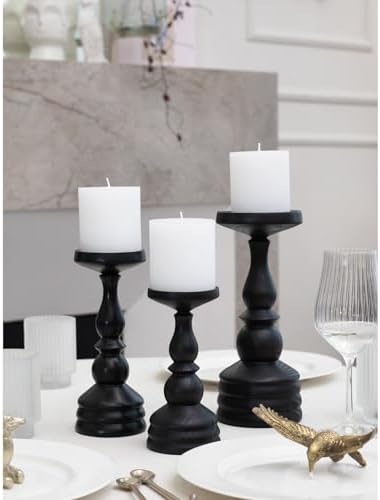 CANDWAX 3x3 Pillar Candles Set of 3 - Rustic Unscented No Drip White Candles for Home Decor, Weddings, Centerpieces