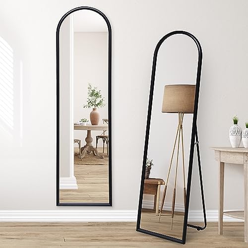 Americanflat 15x59 Arched Mirror with Stand- Large Hanging Mirrors with Durable Frame - Modern Mirror for Bathroom, Bedroom, Living Room - Mirrors for Wall Display and Home Decor - Black