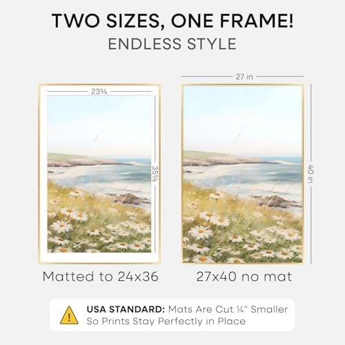 Homeforia 27x40 Gold Poster Frame, High-End Metal, 24x36 Mat, Glass