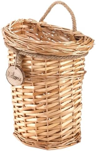 Hiceeden Wicker Hanging Wall Basket, Woven Front Door Flower Basket, Flat Hanging Storage Basket Wall Decor for Home, Garden, Pantry, Farmhouse