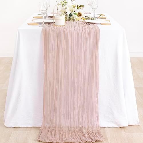 6 Pack Pink Table Runner 10ft Rustic Gauze Cheesecloth Table Decor