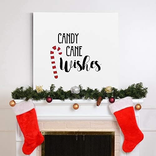 Renditions Gallery Canvas Christmas Wall Art Red White Xmas Candy Cane Wishes Abstract Hanging Artwork for Bedroom Office Home Kitchen Decorations - 32"X32" LT05