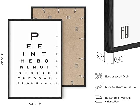 HAUS AND HUES Funny Bathroom Sign – Eye Exam Wall Art, Humorous Bathroom Print, Fun Wall Decor for Guest Bath, Restroom, or Home (24x36, Black Frame)