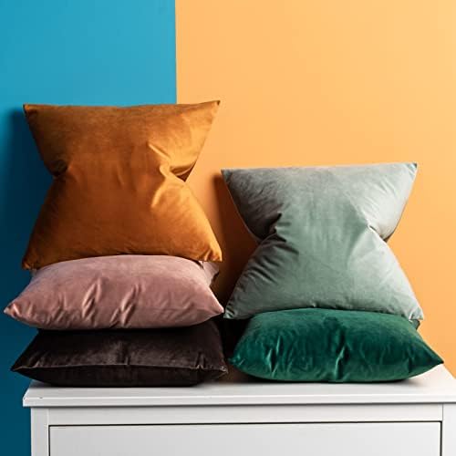 JUSPURBET Decorative Pillow Covers Set of 2 Velvet Throw Pillow Covers for Couch Sofa Bed Soft Euro Cushion Covers Cases with Hidden Zipper for Living Room Home Decor 28x28 inch,Sage