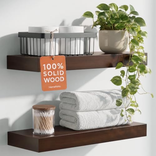 Homeforia 18 Inch Floating Shelves, High-End Solid Pine Wood, Set of 3