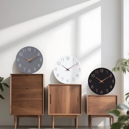 Mosewa Wall Clock 14" Battery Operated Silent Non-Ticking Simple Minimalist