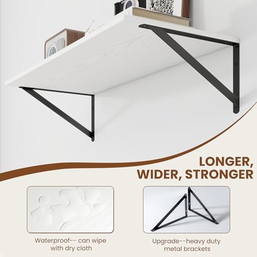 Heimlove 28W x 12D Deep Floating Shelves Set of 2 White