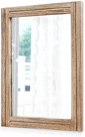 AAZZKANG Rustic Mirror for Wall with Rectangle Wood Framed Decorative Hanging Mirrorrs Large 26"x18"for Bedroom Bathroom Living Room Dressing Room