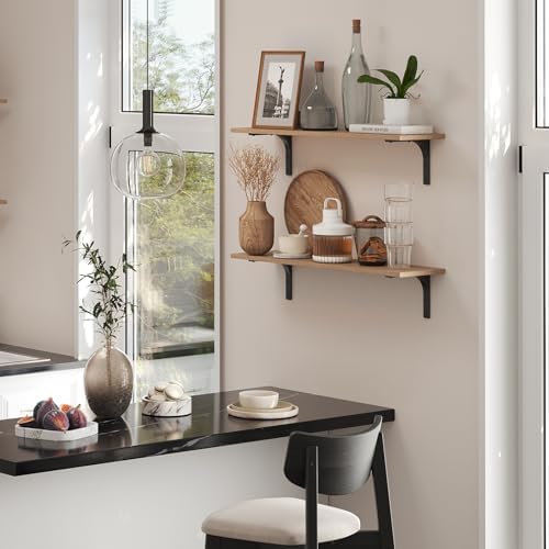 DINZI LVJ Long Wall Shelves, 31.5Inch Wooden Wall Mounted Shelves, Set of 2