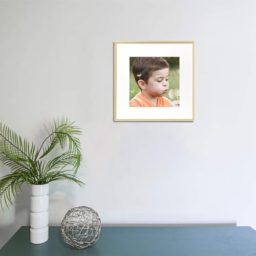 Frametory 2 Pack 12x12 Aluminum Frame with Mat for 8x8 Photo, Gold