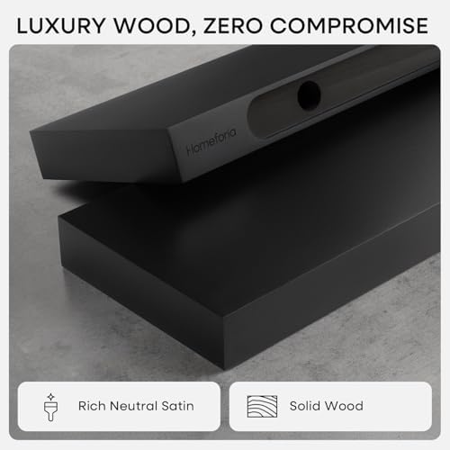 Homeforia 42 Inch Floating Shelves, High-End Solid Pine Wood, Set of 2