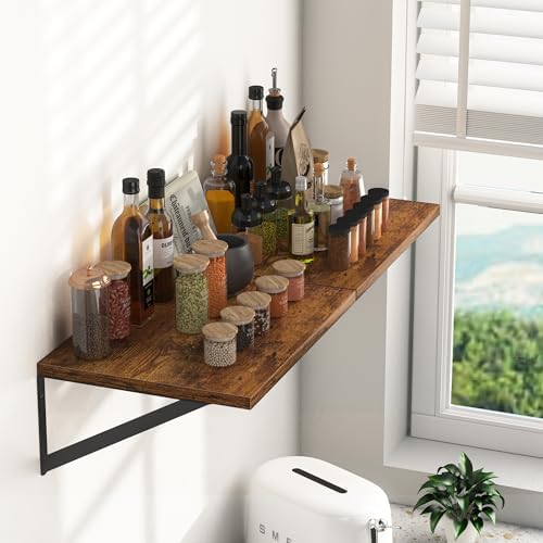 Heimlove 16W x 12D Deep Floating Shelves Set of 2 Rustic Brown