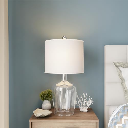 Lavish Home Glass Cloche Table Lamps, Clear/Ivory, Set of 2, 14” x 26”