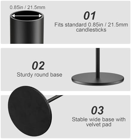 zeochyni Black Taper Candle Holder Metal Candlestick Holders Set of 6