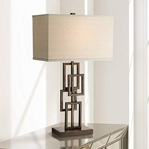 Kory 26 1/2" Tall Table Lamp Bronze Brown Rectangles Geometric Modern Dark