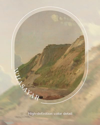 WHASAYART Gold Framed Vintage Wall Art for Living Room Canvas Coastal Wall Pictures Classic Landscape Painting Shelf Decor Natural Aesthetic Room Decoration Elegant Artwork Print for Bathroom, Bedroom