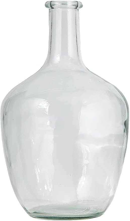 Serene Spaces Living Clear/Brown Tall Vase, Bottle Glass Vase, Elegant Home Decor for Fresh or Dried Flowers, Perfect for Living Rooms, Dining Areas, and Centerpieces (Small - Pack of 1)