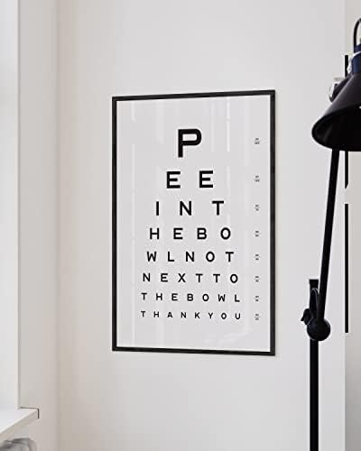 HAUS AND HUES Funny Bathroom Sign – Eye Exam Wall Art, Humorous Bathroom Print, Fun Wall Decor for Guest Bath, Restroom, or Home (24x36, Black Frame)