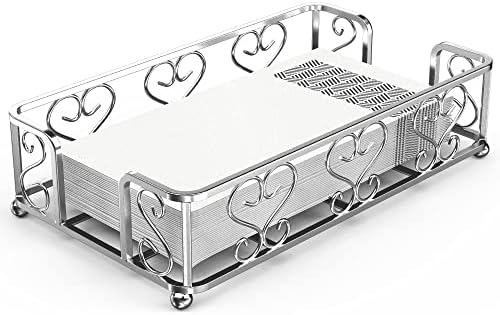 Guest Towel Holder Tray for Bathroom Countertop, Silver Napkin