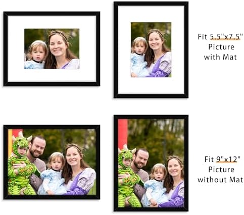 Picrit 9x12 Picture Frame Set of 12, Modern Gallery Wall Frames, Black