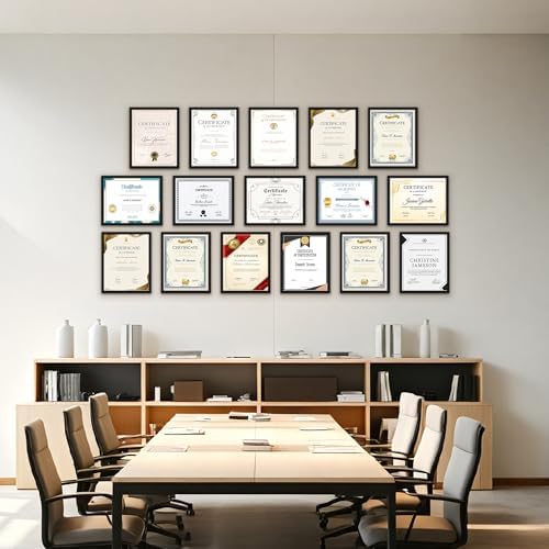 Giftgarden 8.5x11 Picture Frame Black Set of 16, Lightweight 8.5 by 11 Certificate Frames for Award Diploma Document office Wall or Tabletop Display