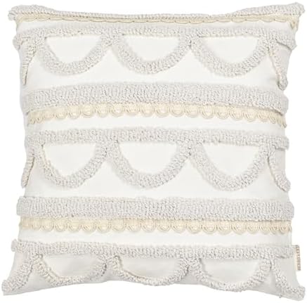 Boho Throw Pillow Covers 18x18 Tufted for Couch Sofa Beige