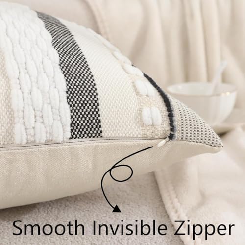 Boho Throw Pillow Covers 18x18 inch Set of 2 White