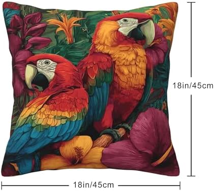 Parrot Throw Pillow Covers Set of 4 Decorative Soft Double Sided Print Pillow Case Farmhouse Home Decor for Living Room Sofa Couch 18x18
