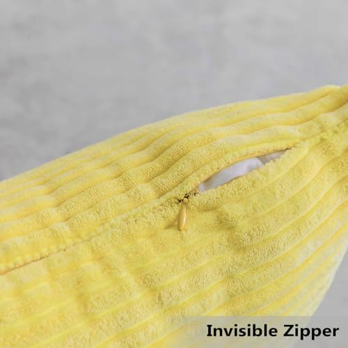 Home Brilliant Summer Pillow Covers 16x16 Yellow Throw Pillow Covers Supersoft Stripe Corduroy Accent Pillow Covers Decorative Couch Sofa Living Room, 16 x 16 inch, Sundress