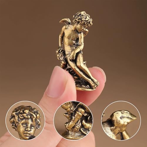 Copper Cupid Angel Figurines Statues Cute Wings Cherubs Sculpture Portable Mini Size Home Decorations Office Desk Decor Table Ornament Gift for Lover Kids Boy Girl Friends